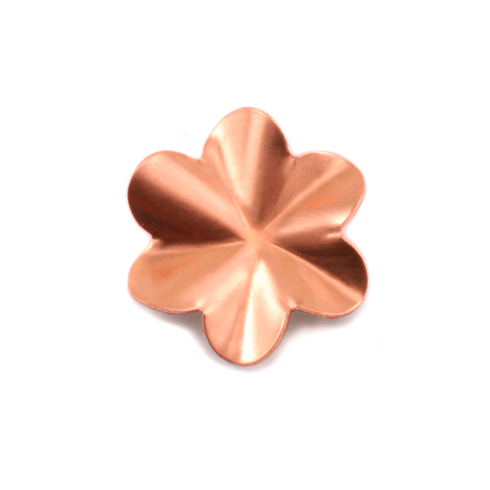 Metal Stamping Blanks Copper Folded Flower with 6 Petals, 22.5mm (.89"), 24g